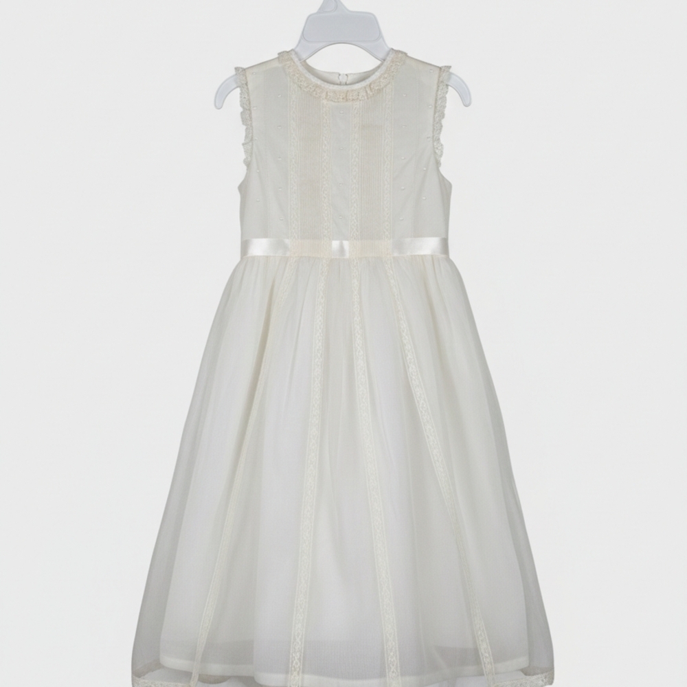 NWT Luli & Me Girls Silk Organza Special Occasion Dress - Ivory - Size 10